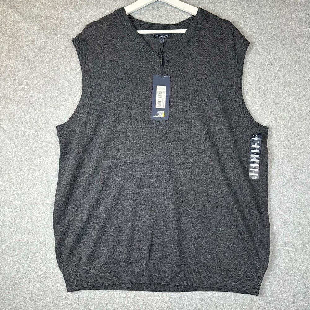 HART SCHAFFNER MARX Extra Fine Merino Wool VEST Charcoal Gray Heather XL NWT
